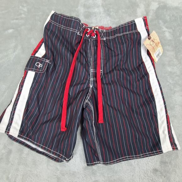 NWT OP Ocean Pacific Mens Red Black & White Swim Trunks Size Large (36-38) - Picture 1 of 10